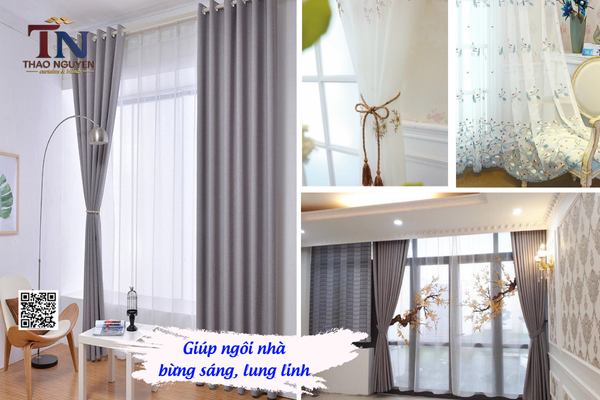 Rèm cửa phòng khách giúp ngôi nhà bừng sáng, lung linh