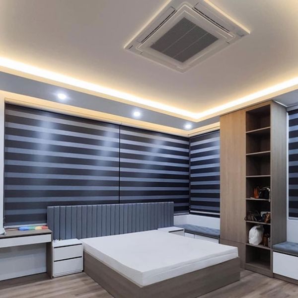 Rèm cầu vồng phòng ngủ tone đen xám