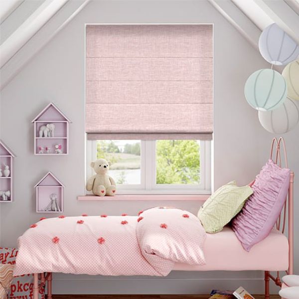 Rèm roman trẻ em màu hồng pastel
