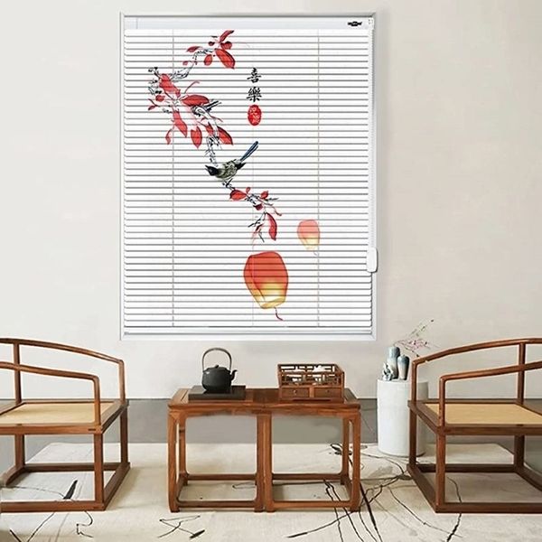 Rèm sáo nhôm - in hoa văn cây cảnh