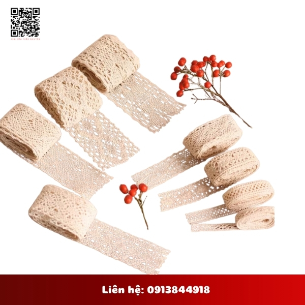 Ren viền vintage màu be